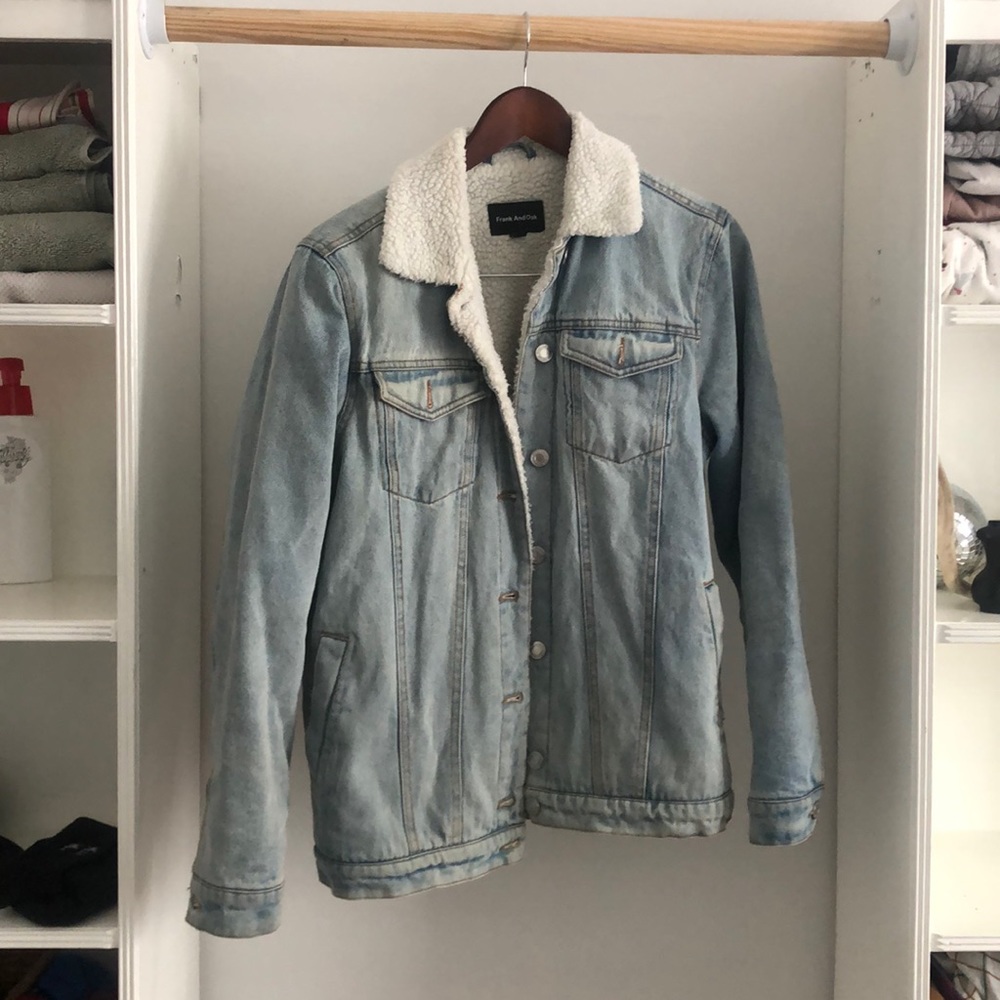Frank & Oak Fleece Sherpa Lined Denim Jacket